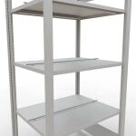 Grundregal, Büro-Fachbodenregal Stecksystem MULTIplus150, 1800 x 750 x 600 mm (HxBxT), 5 Fachböden, Längenriegel, RAL 7035 lichtgrau, mit Mittelanschlag