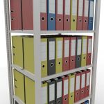 Grundregal, Büro-Fachbodenregal Stecksystem MULTIplus150, 2000 x 750 x 600 mm (HxBxT), 6 Fachböden, Längenriegel, RAL 7035 lichtgrau, mit Mittelanschlag