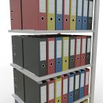 Anbauregal, Büro-Fachbodenregal Stecksystem MULTIplus150, 2000 x 750 x 600 mm (HxBxT), 6 Fachböden, Längenriegel, RAL 7035 lichtgrau, mit Mittelanschlag