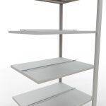 Anbauregal, Büro-Fachbodenregal Stecksystem MULTIplus150, 2000 x 750 x 600 mm (HxBxT), 6 Fachböden, Längenriegel, RAL 7035 lichtgrau, mit Mittelanschlag