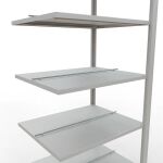 Anbauregal, Büro-Fachbodenregal Stecksystem MULTIplus150, 2300 x 750 x 600 mm (HxBxT), 7 Fachböden, Längenriegel, RAL 7035 lichtgrau, mit Mittelanschlag