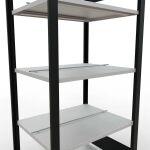 Grundregal, Büro-Fachbodenregal Stecksystem MULTIplus150, 1800 x 750 x 600 mm (HxBxT), 5 Fachböden, Längenriegel, schwarz/RAL 7035 lichtgrau, mit Mittelanschlag