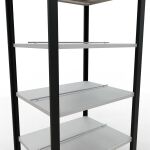 Grundregal, Büro-Fachbodenregal Stecksystem MULTIplus150, 2000 x 750 x 600 mm (HxBxT), 6 Fachböden, Längenriegel, schwarz/RAL 7035 lichtgrau, mit Mittelanschlag