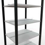 Grundregal, Büro-Fachbodenregal Stecksystem MULTIplus150, 2300 x 750 x 600 mm (HxBxT), 7 Fachböden, Längenriegel, schwarz/RAL 7035 lichtgrau, mit Mittelanschlag
