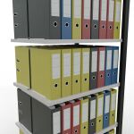 Anbauregal, Büro-Fachbodenregal Stecksystem MULTIplus150, 2000 x 750 x 600 mm (HxBxT), 6 Fachböden, Längenriegel, schwarz/RAL 7035 lichtgrau, mit Mittelanschlag