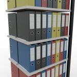 Anbauregal, Büro-Fachbodenregal Stecksystem MULTIplus150, 2300 x 750 x 600 mm (HxBxT), 7 Fachböden, Längenriegel, schwarz/RAL 7035 lichtgrau, mit Mittelanschlag