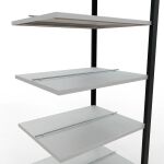 Anbauregal, Büro-Fachbodenregal Stecksystem MULTIplus150, 2300 x 750 x 600 mm (HxBxT), 7 Fachböden, Längenriegel, schwarz/RAL 7035 lichtgrau, mit Mittelanschlag
