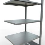 Anbauregal, Büro-Fachbodenregal Stecksystem MULTIplus150, 1800 x 750 x 600 mm (HxBxT), 5 Fachböden, Längenriegel, verzinkt, ohne Mittelanschlag