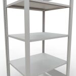 Grundregal, Büro-Fachbodenregal Stecksystem MULTIplus150, 1800 x 750 x 600 mm (HxBxT), 5 Fachböden, Längenriegel, RAL 7035 lichtgrau, ohne Mittelanschlag