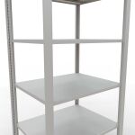 Grundregal, Büro-Fachbodenregal Stecksystem MULTIplus150, 2000 x 750 x 600 mm (HxBxT), 6 Fachböden, Längenriegel, RAL 7035 lichtgrau, ohne Mittelanschlag