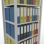 Grundregal, Büro-Fachbodenregal Stecksystem MULTIplus150, 2300 x 750 x 600 mm (HxBxT), 7 Fachböden, Längenriegel, RAL 7035 lichtgrau, ohne Mittelanschlag