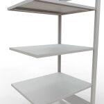 Anbauregal, Büro-Fachbodenregal Stecksystem MULTIplus150, 1800 x 750 x 600 mm (HxBxT), 5 Fachböden, Längenriegel, RAL 7035 lichtgrau, ohne Mittelanschlag