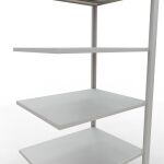 Anbauregal, Büro-Fachbodenregal Stecksystem MULTIplus150, 2000 x 750 x 600 mm (HxBxT), 6 Fachböden, Längenriegel, RAL 7035 lichtgrau, ohne Mittelanschlag