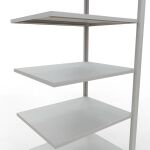 Anbauregal, Büro-Fachbodenregal Stecksystem MULTIplus150, 2300 x 750 x 600 mm (HxBxT), 7 Fachböden, Längenriegel, RAL 7035 lichtgrau, ohne Mittelanschlag