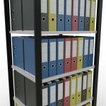 Grundregal, Büro-Fachbodenregal Stecksystem MULTIplus150, 2000 x 750 x 600 mm (HxBxT), 6 Fachböden, Längenriegel, schwarz/RAL 7035 lichtgrau, ohne Mittelanschlag