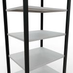 Grundregal, Büro-Fachbodenregal Stecksystem MULTIplus150, 2300 x 750 x 600 mm (HxBxT), 7 Fachböden, Längenriegel, schwarz/RAL 7035 lichtgrau, ohne Mittelanschlag