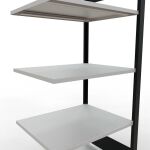 Anbauregal, Büro-Fachbodenregal Stecksystem MULTIplus150, 1800 x 750 x 600 mm (HxBxT), 5 Fachböden, Längenriegel, schwarz/RAL 7035 lichtgrau, ohne Mittelanschlag