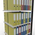 Anbauregal, Büro-Fachbodenregal Stecksystem MULTIplus150, 2000 x 750 x 600 mm (HxBxT), 6 Fachböden, Längenriegel, schwarz/RAL 7035 lichtgrau, ohne Mittelanschlag