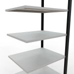 Anbauregal, Büro-Fachbodenregal Stecksystem MULTIplus150, 2300 x 750 x 600 mm (HxBxT), 7 Fachböden, Längenriegel, schwarz/RAL 7035 lichtgrau, ohne Mittelanschlag