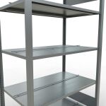 Grundregal, Büro-Fachbodenregal Stecksystem MULTIplus150, 1800 x 1000 x 600 mm (HxBxT), 5 Fachböden, Längenriegel, verzinkt, mit Mittelanschlag