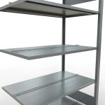 Anbauregal, Büro-Fachbodenregal Stecksystem MULTIplus150, 1800 x 1000 x 600 mm (HxBxT), 5 Fachböden, Längenriegel, verzinkt, mit Mittelanschlag
