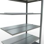 Anbauregal, Büro-Fachbodenregal Stecksystem MULTIplus150, 2000 x 1000 x 600 mm (HxBxT), 6 Fachböden, Längenriegel, verzinkt, mit Mittelanschlag