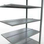 Anbauregal, Büro-Fachbodenregal Stecksystem MULTIplus150, 2300 x 1000 x 600 mm (HxBxT), 7 Fachböden, Längenriegel, verzinkt, mit Mittelanschlag