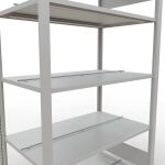 Grundregal, Büro-Fachbodenregal Stecksystem MULTIplus150, 1800 x 1000 x 600 mm (HxBxT), 5 Fachböden, Längenriegel, RAL 7035 lichtgrau, mit Mittelanschlag