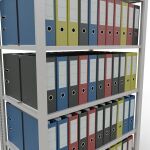 Grundregal, Büro-Fachbodenregal Stecksystem MULTIplus150, 2000 x 1000 x 600 mm (HxBxT), 6 Fachböden, Längenriegel, RAL 7035 lichtgrau, mit Mittelanschlag
