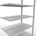 Anbauregal, Büro-Fachbodenregal Stecksystem MULTIplus150, 2300 x 1000 x 600 mm (HxBxT), 7 Fachböden, Längenriegel, RAL 7035 lichtgrau, mit Mittelanschlag