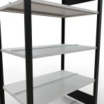 Grundregal, Büro-Fachbodenregal Stecksystem MULTIplus150, 1800 x 1000 x 600 mm (HxBxT), 5 Fachböden, Längenriegel, schwarz/RAL 7035 lichtgrau, mit Mittelanschlag