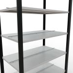 Grundregal, Büro-Fachbodenregal Stecksystem MULTIplus150, 2300 x 1000 x 600 mm (HxBxT), 7 Fachböden, Längenriegel, schwarz/RAL 7035 lichtgrau, mit Mittelanschlag