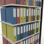 Anbauregal, Büro-Fachbodenregal Stecksystem MULTIplus150, 2300 x 1000 x 600 mm (HxBxT), 7 Fachböden, Längenriegel, schwarz/RAL 7035 lichtgrau, mit Mittelanschlag