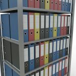 Grundregal, Büro-Fachbodenregal Stecksystem MULTIplus150, 2300 x 1000 x 600 mm (HxBxT), 7 Fachböden, Längenriegel, verzinkt, ohne Mittelanschlag