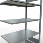 Anbauregal, Büro-Fachbodenregal Stecksystem MULTIplus150, 1800 x 1000 x 600 mm (HxBxT), 5 Fachböden, Längenriegel, verzinkt, ohne Mittelanschlag