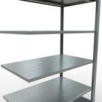 Anbauregal, Büro-Fachbodenregal Stecksystem MULTIplus150, 2000 x 1000 x 600 mm (HxBxT), 6 Fachböden, Längenriegel, verzinkt, ohne Mittelanschlag
