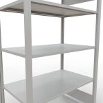 Grundregal, Büro-Fachbodenregal Stecksystem MULTIplus150, 1800 x 1000 x 600 mm (HxBxT), 5 Fachböden, Längenriegel, RAL 7035 lichtgrau, ohne Mittelanschlag