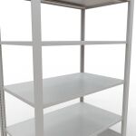 Grundregal, Büro-Fachbodenregal Stecksystem MULTIplus150, 2000 x 1000 x 600 mm (HxBxT), 6 Fachböden, Längenriegel, RAL 7035 lichtgrau, ohne Mittelanschlag
