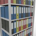 Grundregal, Büro-Fachbodenregal Stecksystem MULTIplus150, 2300 x 1000 x 600 mm (HxBxT), 7 Fachböden, Längenriegel, RAL 7035 lichtgrau, ohne Mittelanschlag