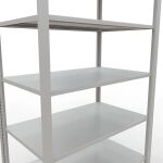 Grundregal, Büro-Fachbodenregal Stecksystem MULTIplus150, 2300 x 1000 x 600 mm (HxBxT), 7 Fachböden, Längenriegel, RAL 7035 lichtgrau, ohne Mittelanschlag