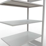 Anbauregal, Büro-Fachbodenregal Stecksystem MULTIplus150, 1800 x 1000 x 600 mm (HxBxT), 5 Fachböden, Längenriegel, RAL 7035 lichtgrau, ohne Mittelanschlag