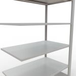 Anbauregal, Büro-Fachbodenregal Stecksystem MULTIplus150, 2000 x 1000 x 600 mm (HxBxT), 6 Fachböden, Längenriegel, RAL 7035 lichtgrau, ohne Mittelanschlag