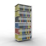 Anbauregal, Büro-Fachbodenregal Stecksystem MULTIplus150, 2300 x 1000 x 600 mm (HxBxT), 7 Fachböden, Längenriegel, RAL 7035 lichtgrau, ohne Mittelanschlag