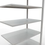 Anbauregal, Büro-Fachbodenregal Stecksystem MULTIplus150, 2300 x 1000 x 600 mm (HxBxT), 7 Fachböden, Längenriegel, RAL 7035 lichtgrau, ohne Mittelanschlag