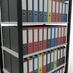 Grundregal, Büro-Fachbodenregal Stecksystem MULTIplus150, 2000 x 1000 x 600 mm (HxBxT), 6 Fachböden, Längenriegel, schwarz/RAL 7035 lichtgrau, ohne Mittelanschlag