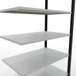 Anbauregal, Büro-Fachbodenregal Stecksystem MULTIplus150, 2300 x 1000 x 600 mm (HxBxT), 7 Fachböden, Längenriegel, schwarz/RAL 7035 lichtgrau, ohne Mittelanschlag