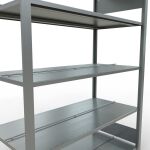 Grundregal, Büro-Fachbodenregal Stecksystem MULTIplus150, 1800 x 1300 x 600 mm (HxBxT), 5 Fachböden, Längenriegel, verzinkt, mit Mittelanschlag