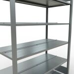 Grundregal, Büro-Fachbodenregal Stecksystem MULTIplus150, 2000 x 1300 x 600 mm (HxBxT), 6 Fachböden, Längenriegel, verzinkt, mit Mittelanschlag