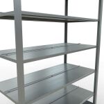 Grundregal, Büro-Fachbodenregal Stecksystem MULTIplus150, 2300 x 1300 x 600 mm (HxBxT), 7 Fachböden, Längenriegel, verzinkt, mit Mittelanschlag