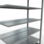 Anbauregal, Büro-Fachbodenregal Stecksystem MULTIplus150, 2300 x 1300 x 600 mm (HxBxT), 7 Fachböden, Längenriegel, verzinkt, mit Mittelanschlag
